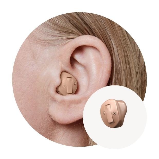 Different hearing aid styles arranged for comparison